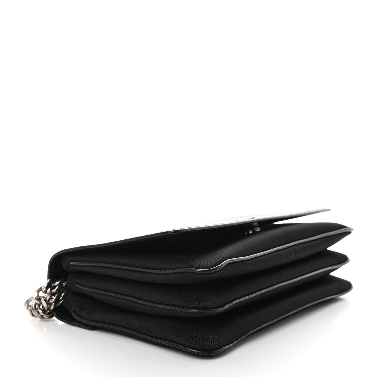 Saffiano Tessuto Nylon Chain Shoulder Bag Black