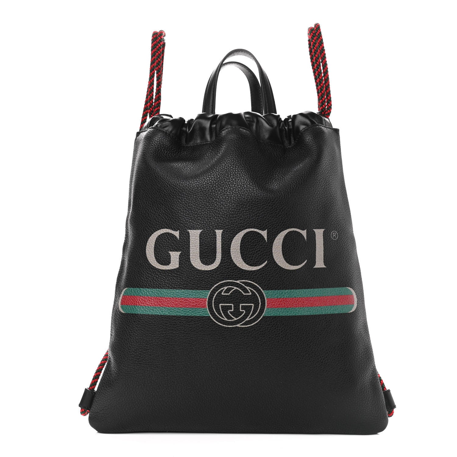 Gucci Calfskin Logo Drawstring Backpack Black 3 of 11