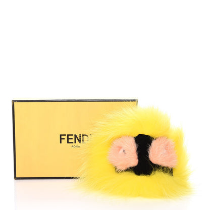 Fendi Fox Mink Rabbit Fur Vitello Dolce Flashy Monster Bag Bug Charm Giallo Fluo Multicolor 5 of 5