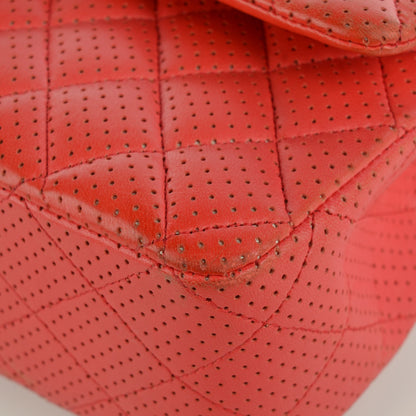 Chanel Lambskin Perforated Medium Double Flap Red 5 of 18