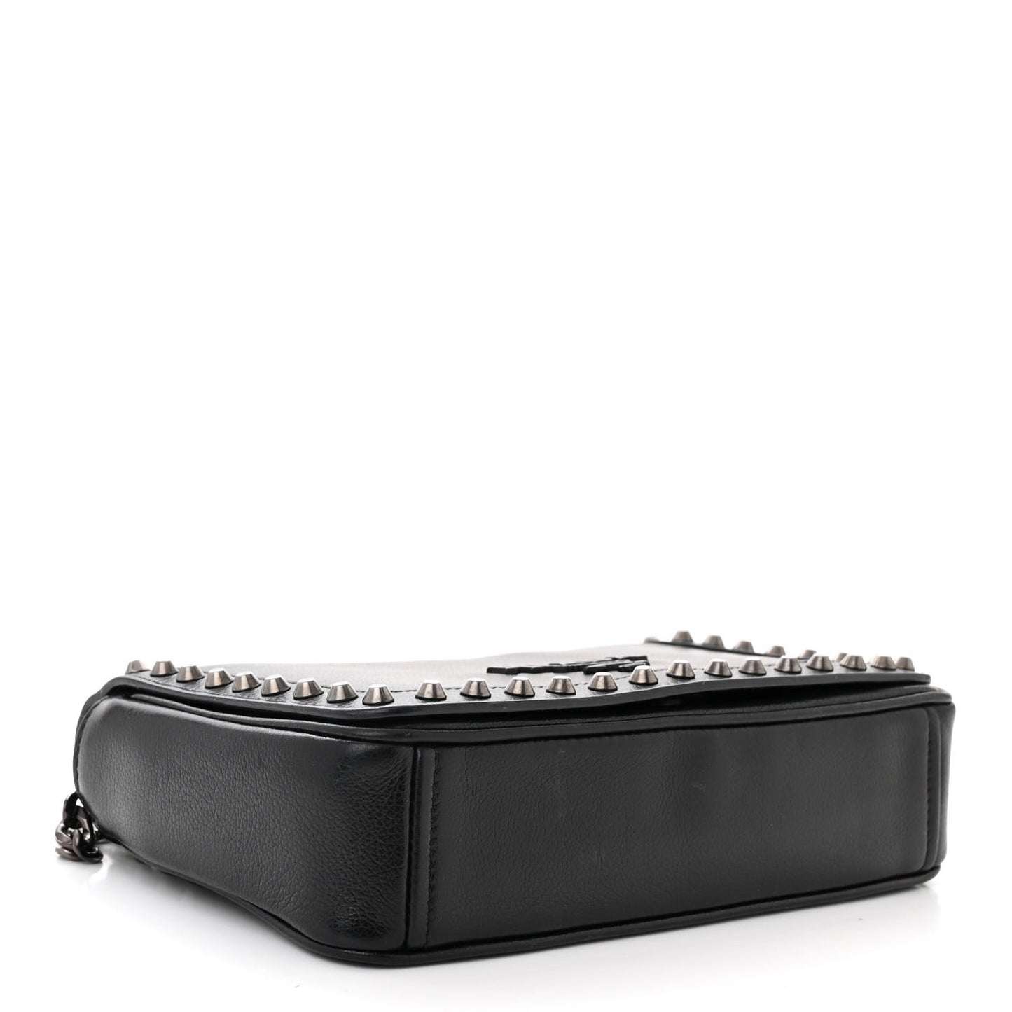 Glace Calfskin Studded Crossbody Black Black