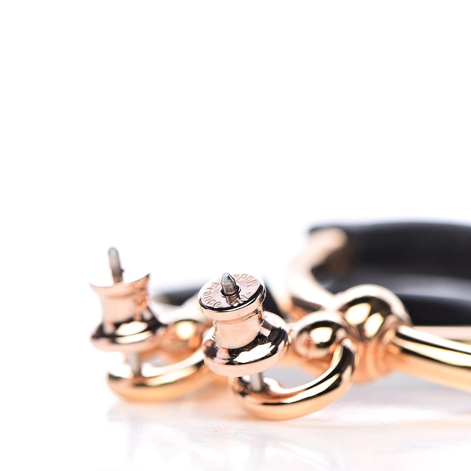 Hermes Swift Loop Earrings Rose Gold Black 3 of 5