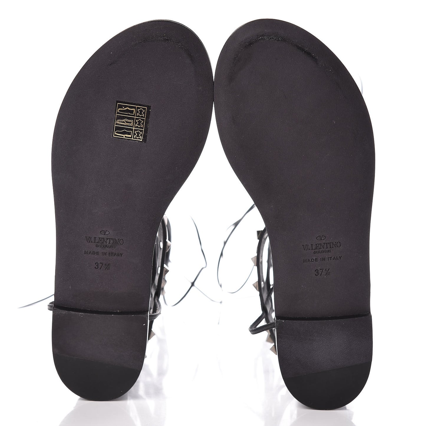 Calfskin Rockstud Knee-High Gladiator Sandals 37.5 Black