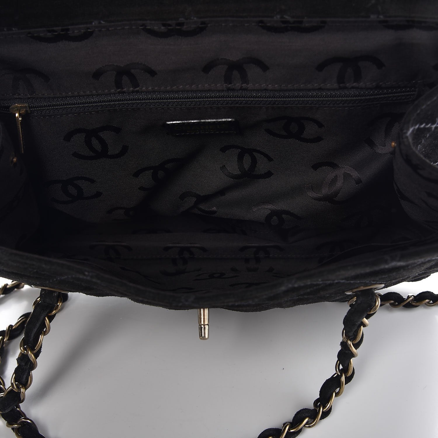 Chanel Suede Stitched Single Flap Black 5 of 15