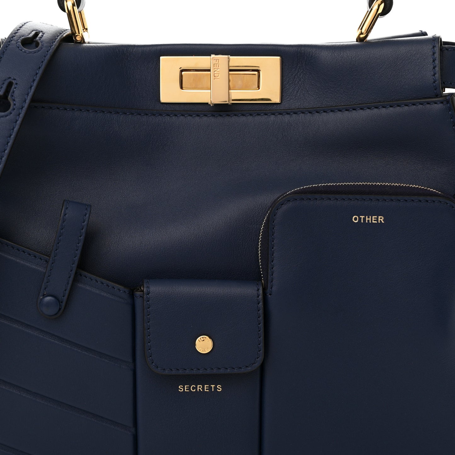 Vitello Seta Shiny Nappa Medium 3 Pocket Peekaboo Iconic Satchel Blueberry