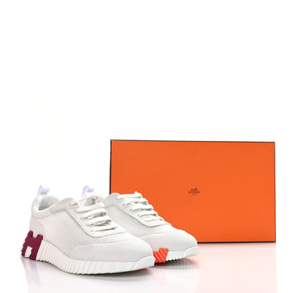 Hermes Air Mesh Suede Goatskin Bouncing Sneakers 41 White Orange Pink 7 of 7