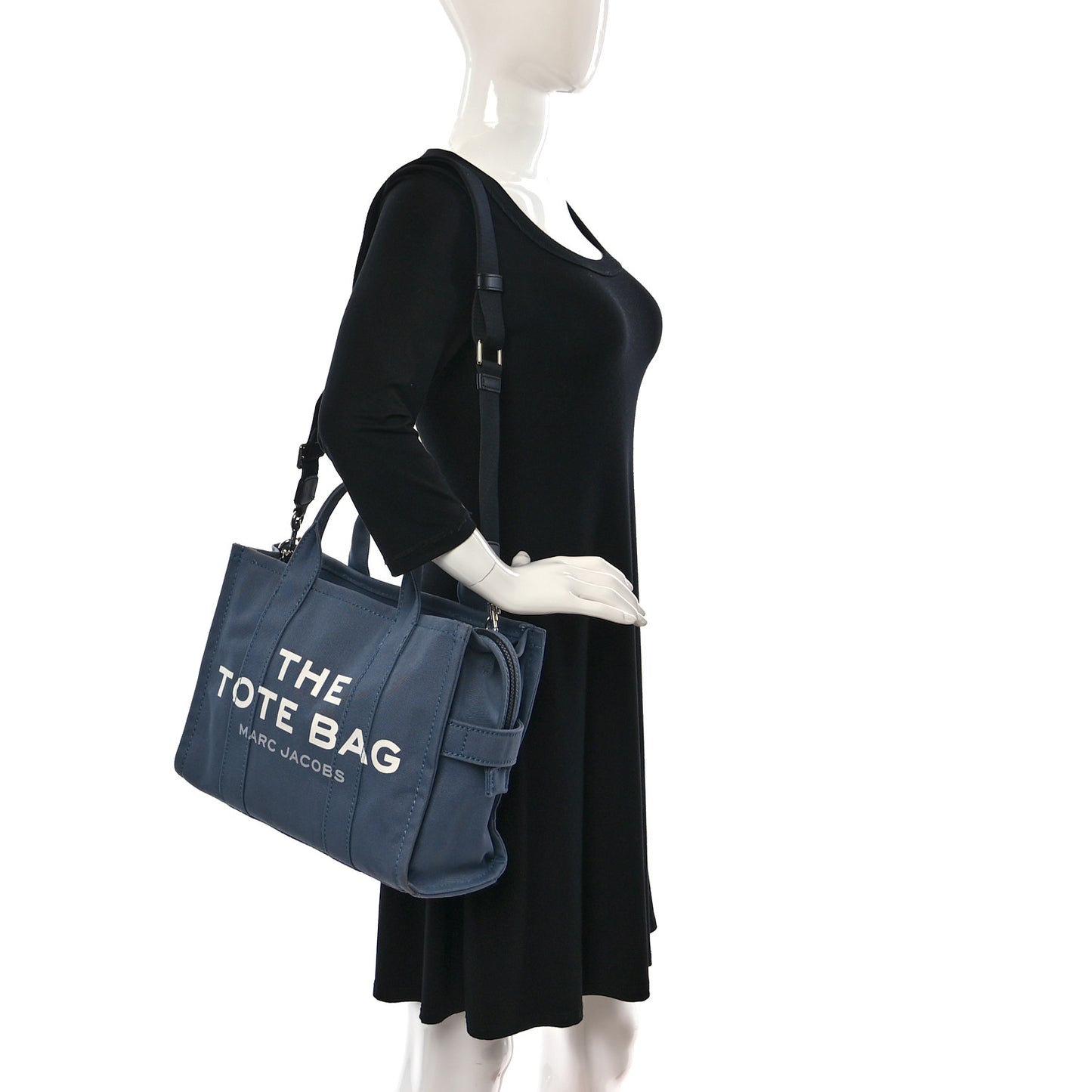 Cotton Canvas Medium The Traveler Tote Bag Blue Shadow
