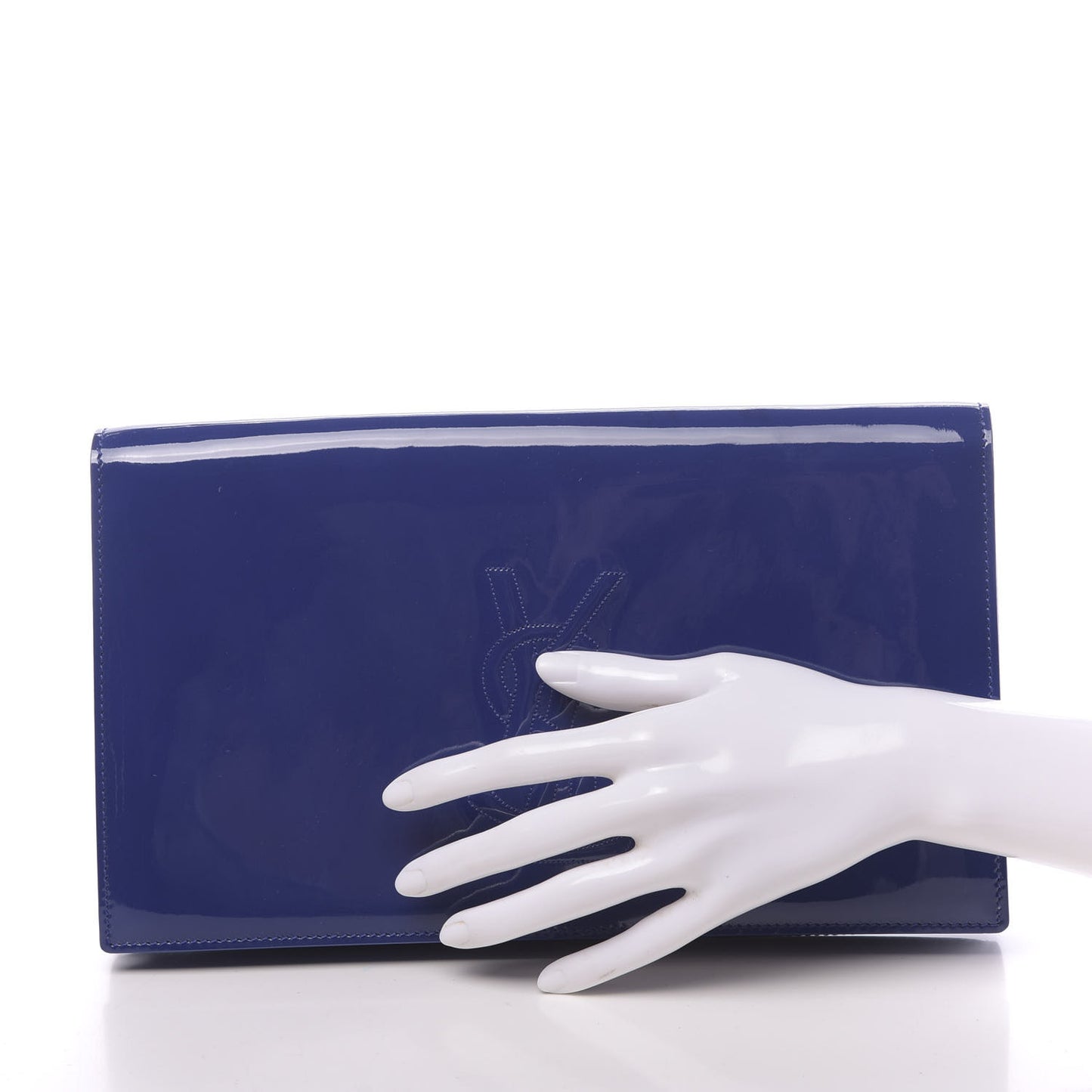 Patent Calfskin Monogram Large Belle De Jour Clutch Royal Blue