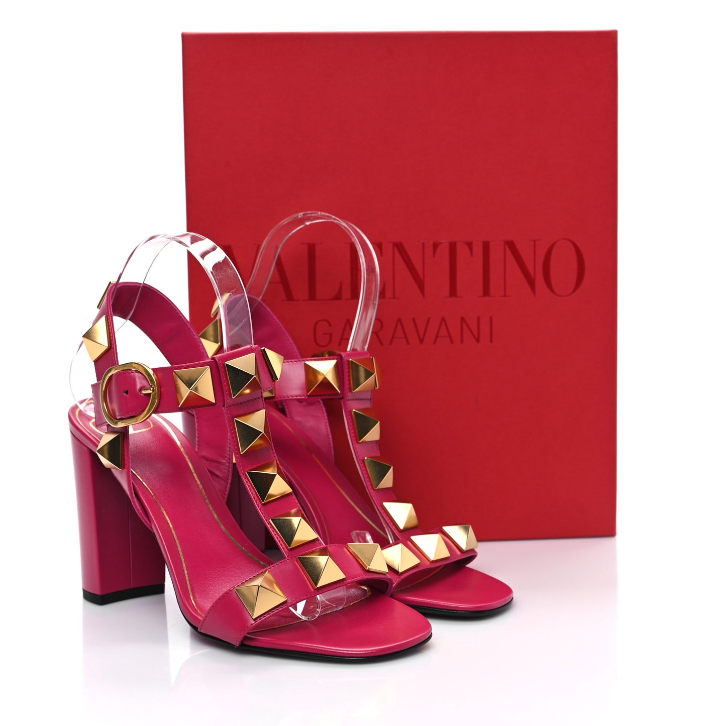 Calfskin Roman Stud T-Strap 90mm Sandals 38 Blossom