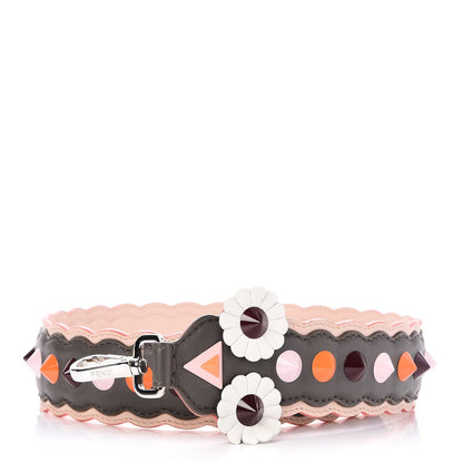 Fendi Vitello Dolce Nappa Hypnoteyes Bi-Color Scalloped Spike Studded Strap You Carbone Plaster White Multicolor 1 of 6