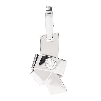 Cartier 18K White Gold Diamond Ribbon Knot Charm 1 of 4