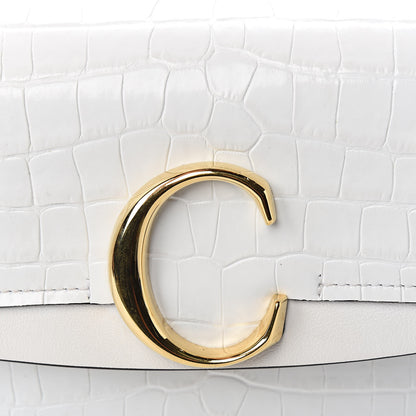 Chloe Calfskin Crocodile Embossed Small C Double Carry Brilliant White 12 of 12