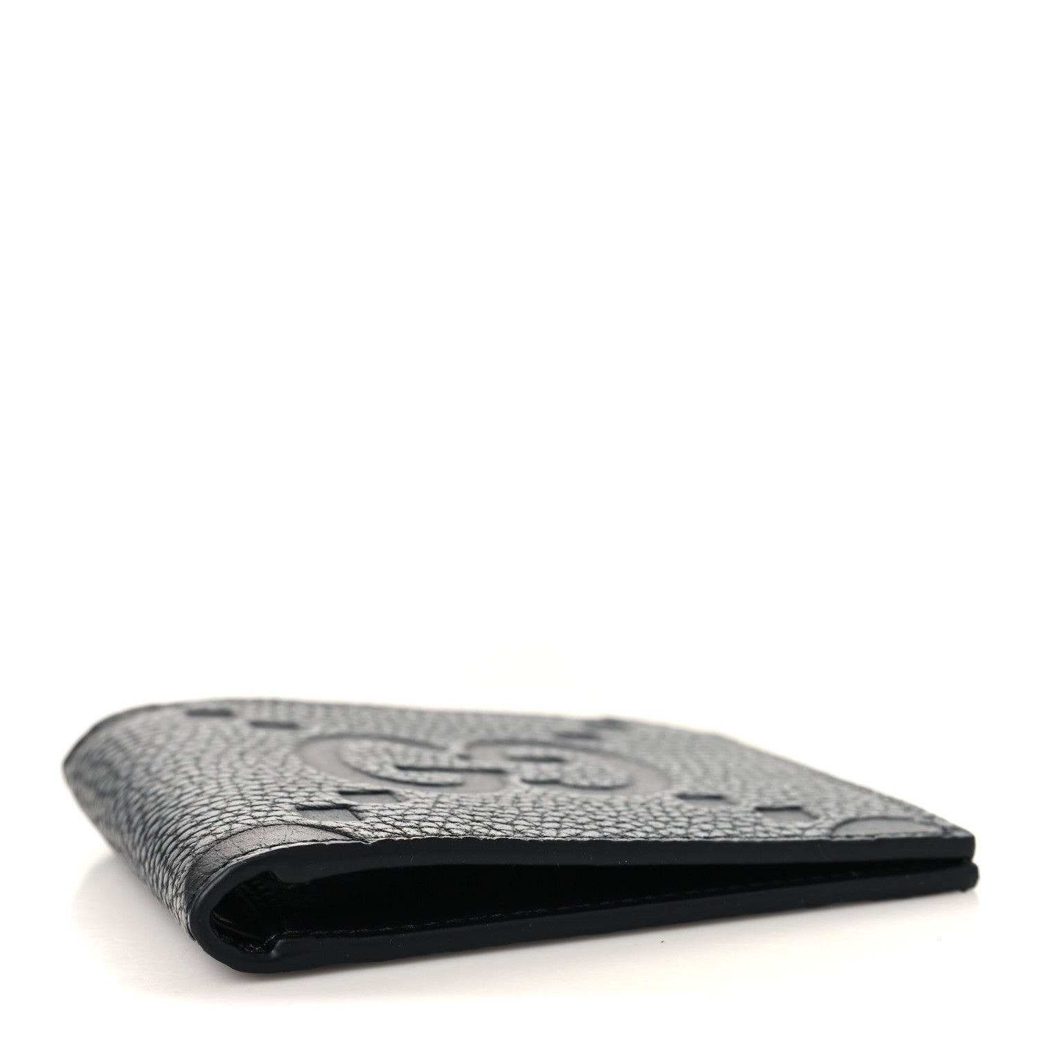 Gucci Piuma Calfskin Jumbo GG Embossed Wallet Dark Grey Black 4 of 7