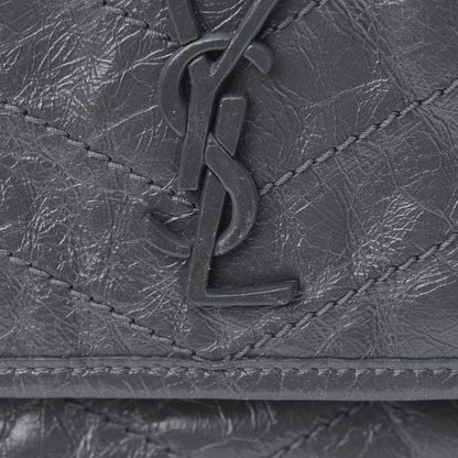 Saint Laurent Crinkled Calfskin Matelasse Monogram Baby Niki Chain Satchel Storm 11 of 12