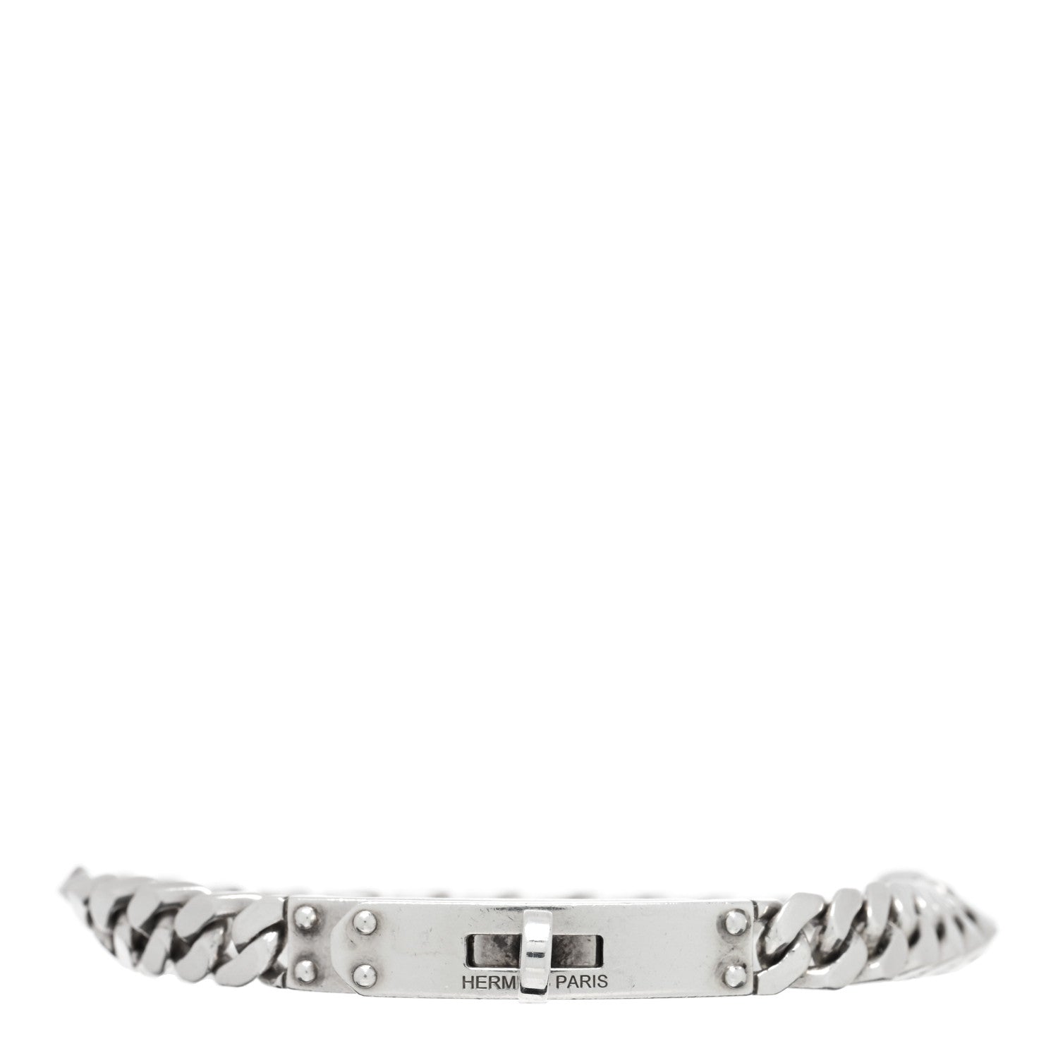 Hermes Sterling Silver TPM Kelly Gourmette Bracelet ST 1 of 4