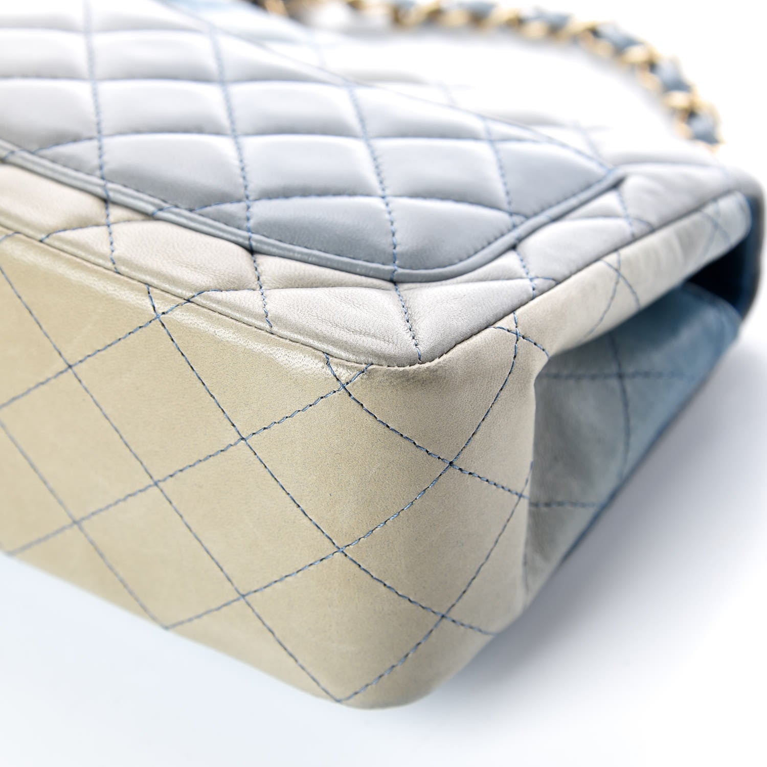 Chanel Lambskin Degrade Quilted Mini Square Flap Light Blue 14 of 16