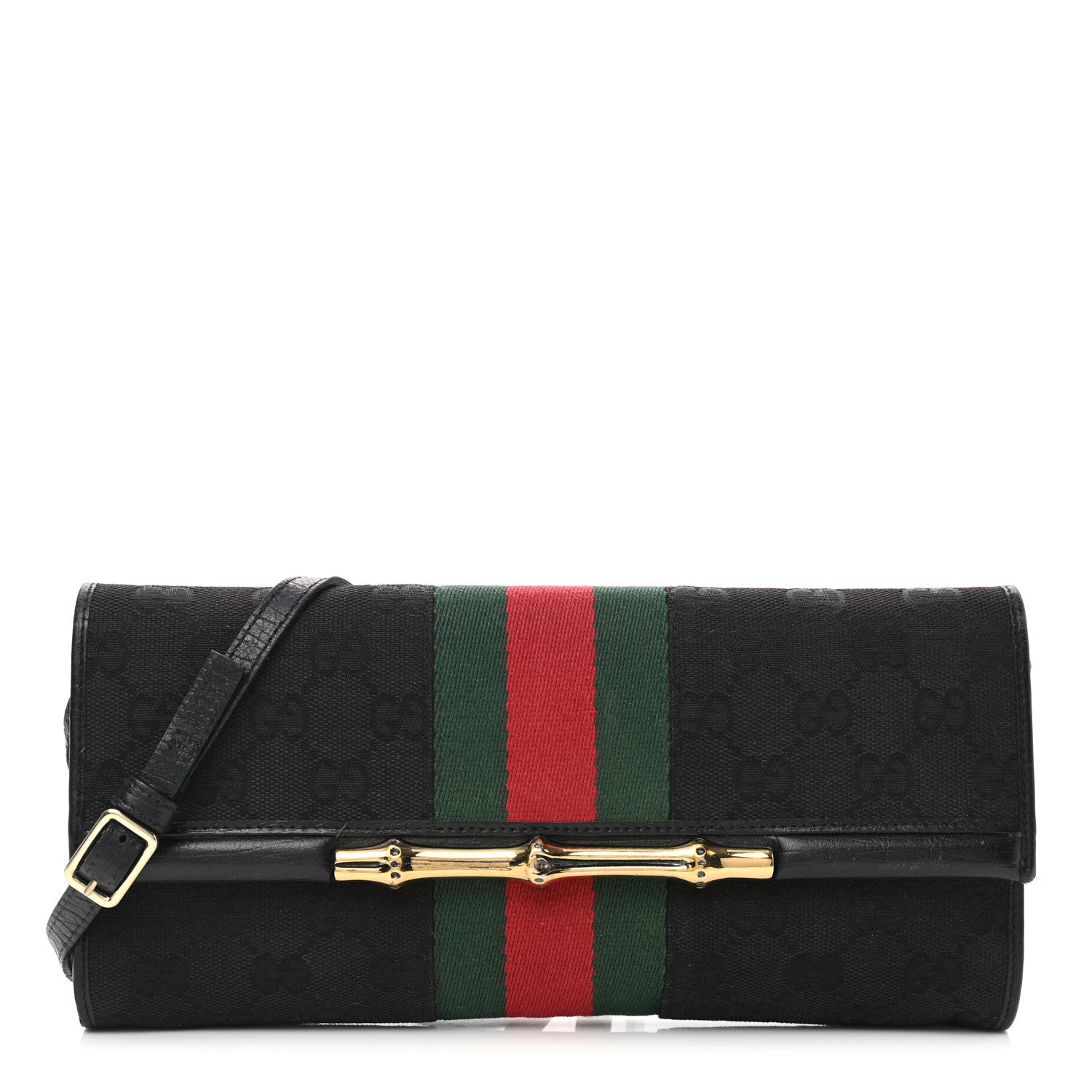 Gucci Monogram Bamboo Web Clutch Black 1 of 6