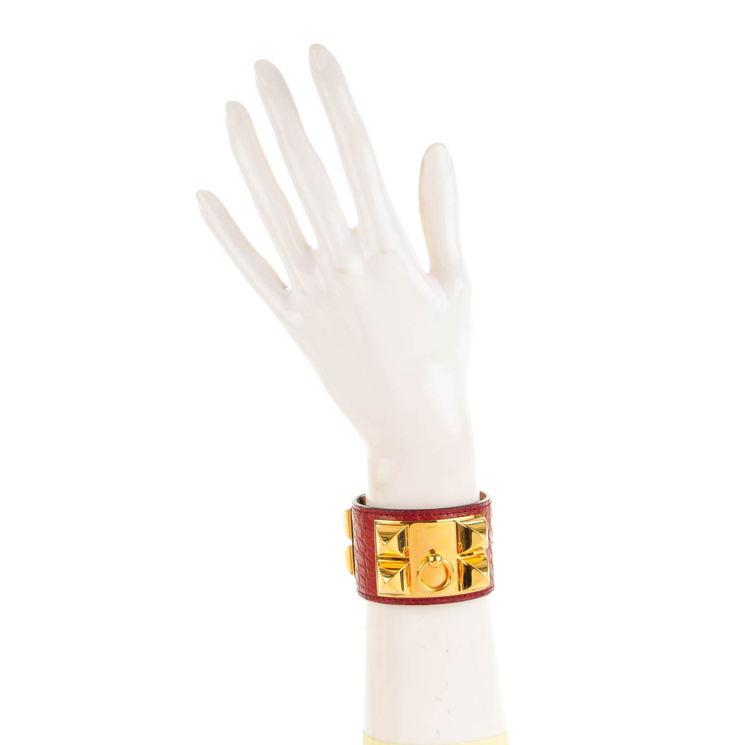 Hermes Matte Alligator Collier De Chien CDC Bracelet S Rouge H 2 of 7