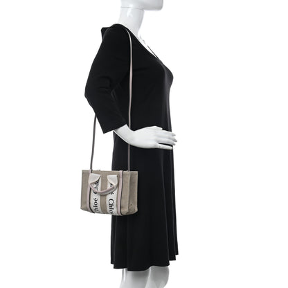 Chloe Linen Calfskin Mini Woody Ribbon Tote Cement Pink 2 of 10
