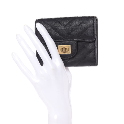 Chanel Crumpled Calfskin Chevron Quilted Reissue Card Holder Black 2 of 8