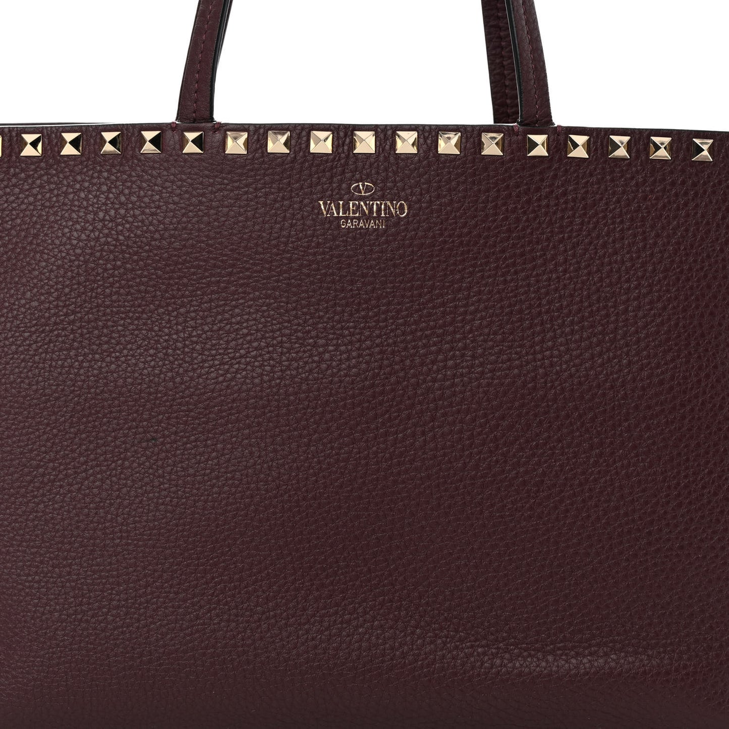 Grained Calfskin Small Rockstud Shoulder Tote Rubin