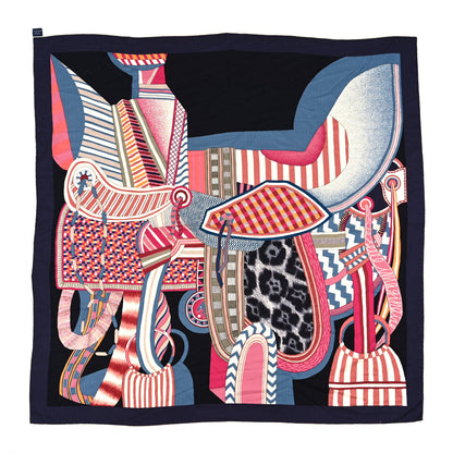 Hermes Cashmere Silk La Selle Imaginaire Shawl 140 1 of 3