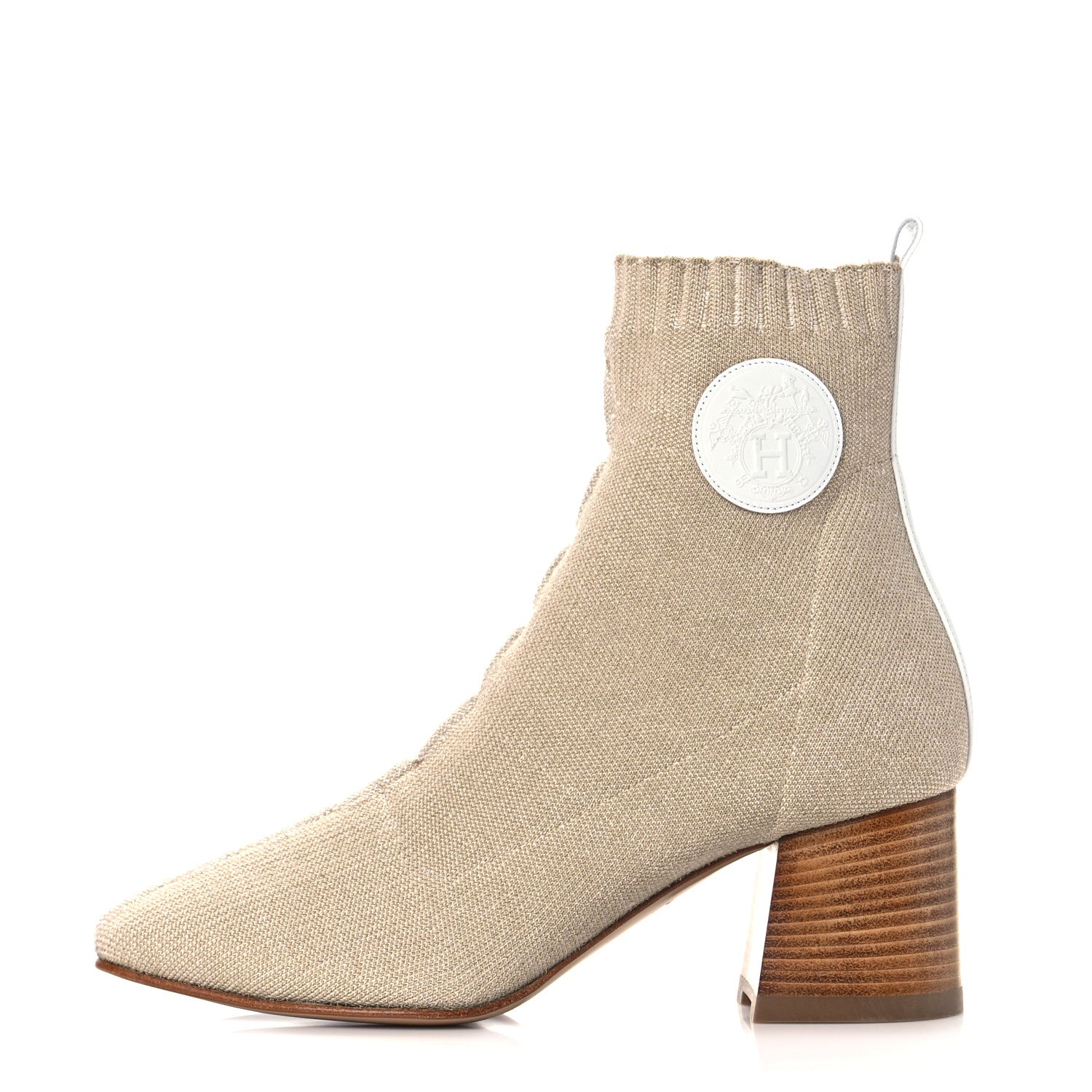 Hermes Knit Calfskin Volver 60 Ankle Boots 37 Nocciola 1 of 8