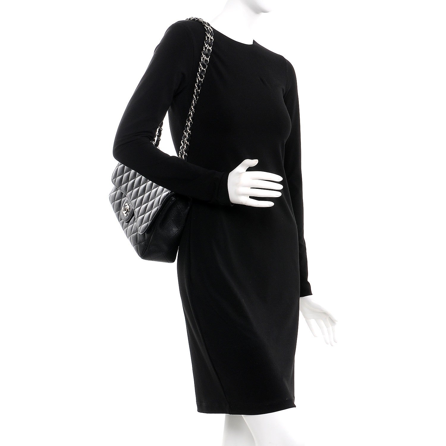 Chanel Caviar Quilted Jumbo Single Flap Black 2 of 8