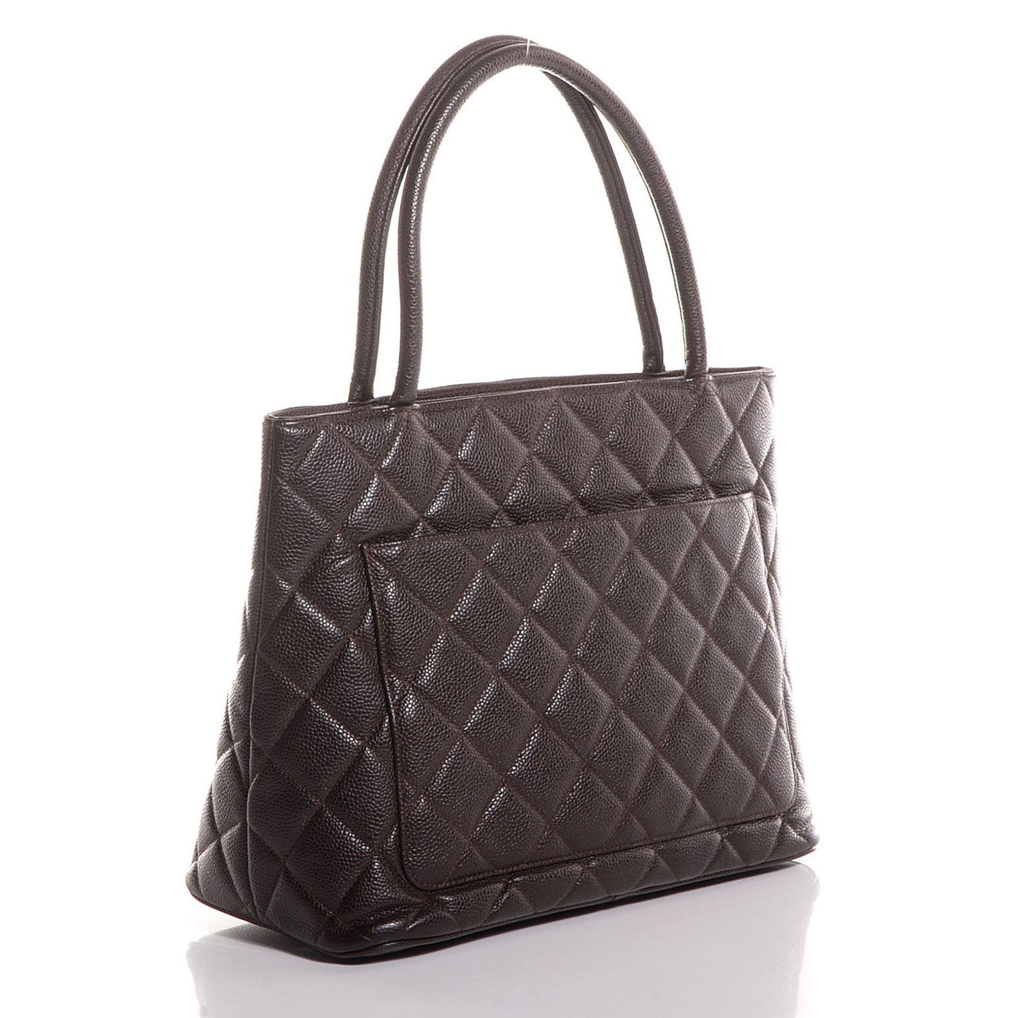 Caviar Medallion Tote Dark Brown