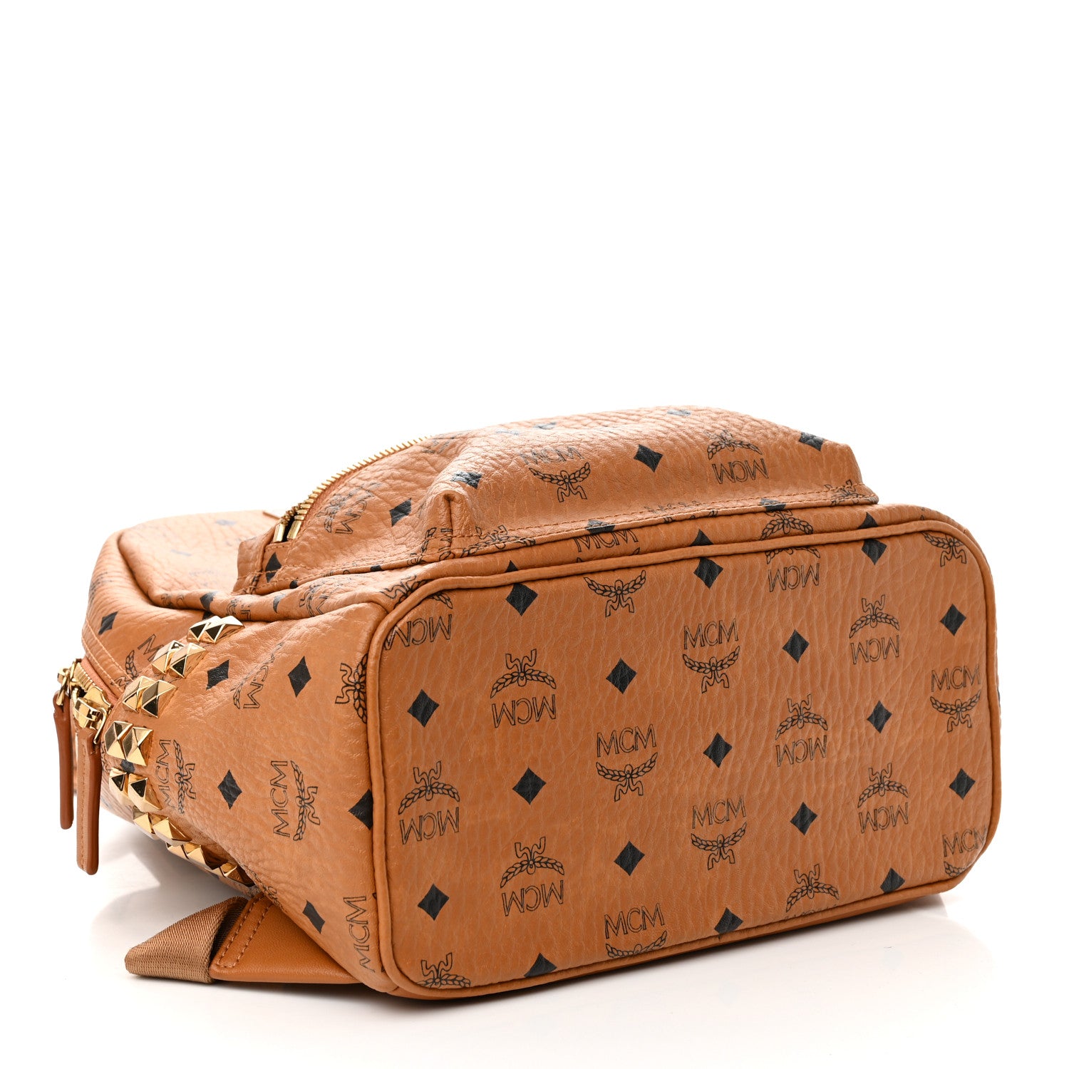 MCM Visetos Small Side Stud Stark Backpack Cognac Cognac 4 of 10