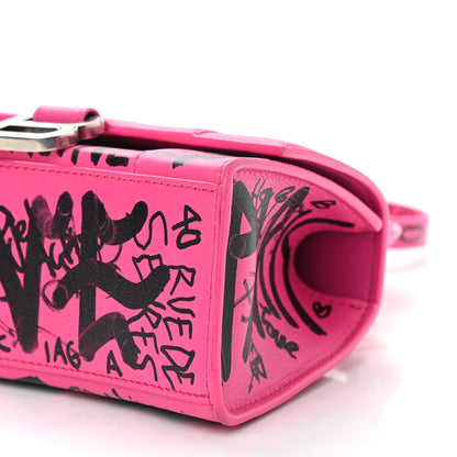Balenciaga Smooth Calfskin Graffiti Hourglass Top Handle Bag XS Acid Fuchsia Black 9 of 9