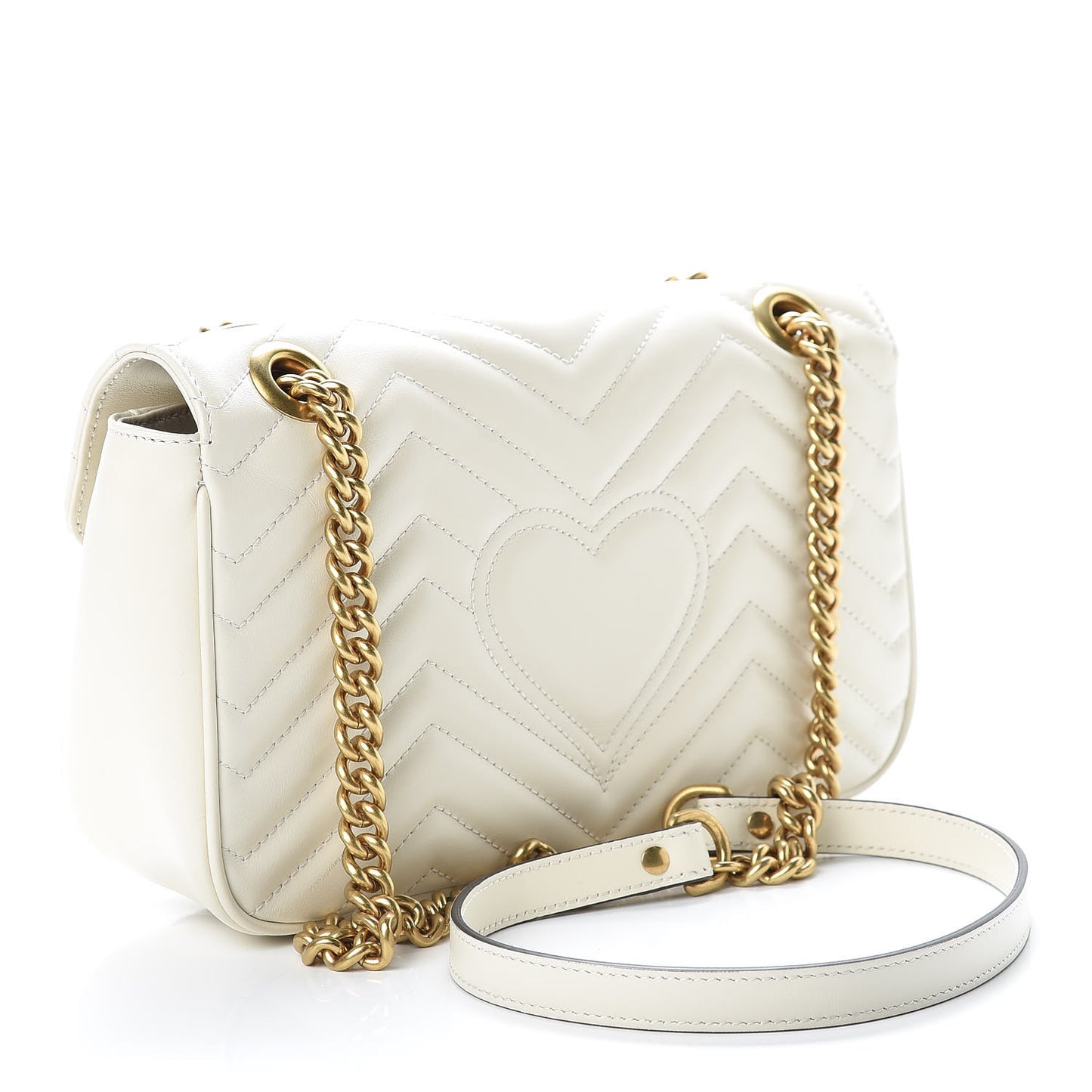 Calfskin Matelasse Small GG Marmont Shoulder Bag White