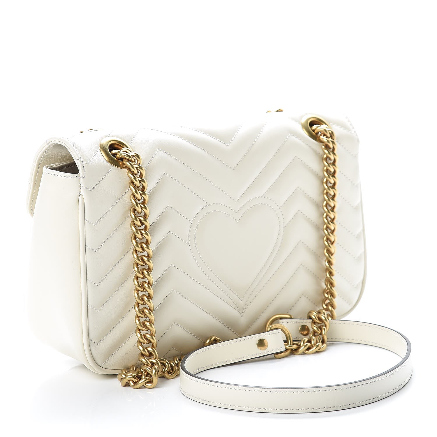 Gucci Calfskin Matelasse Small GG Marmont Shoulder Bag White 3 of 13