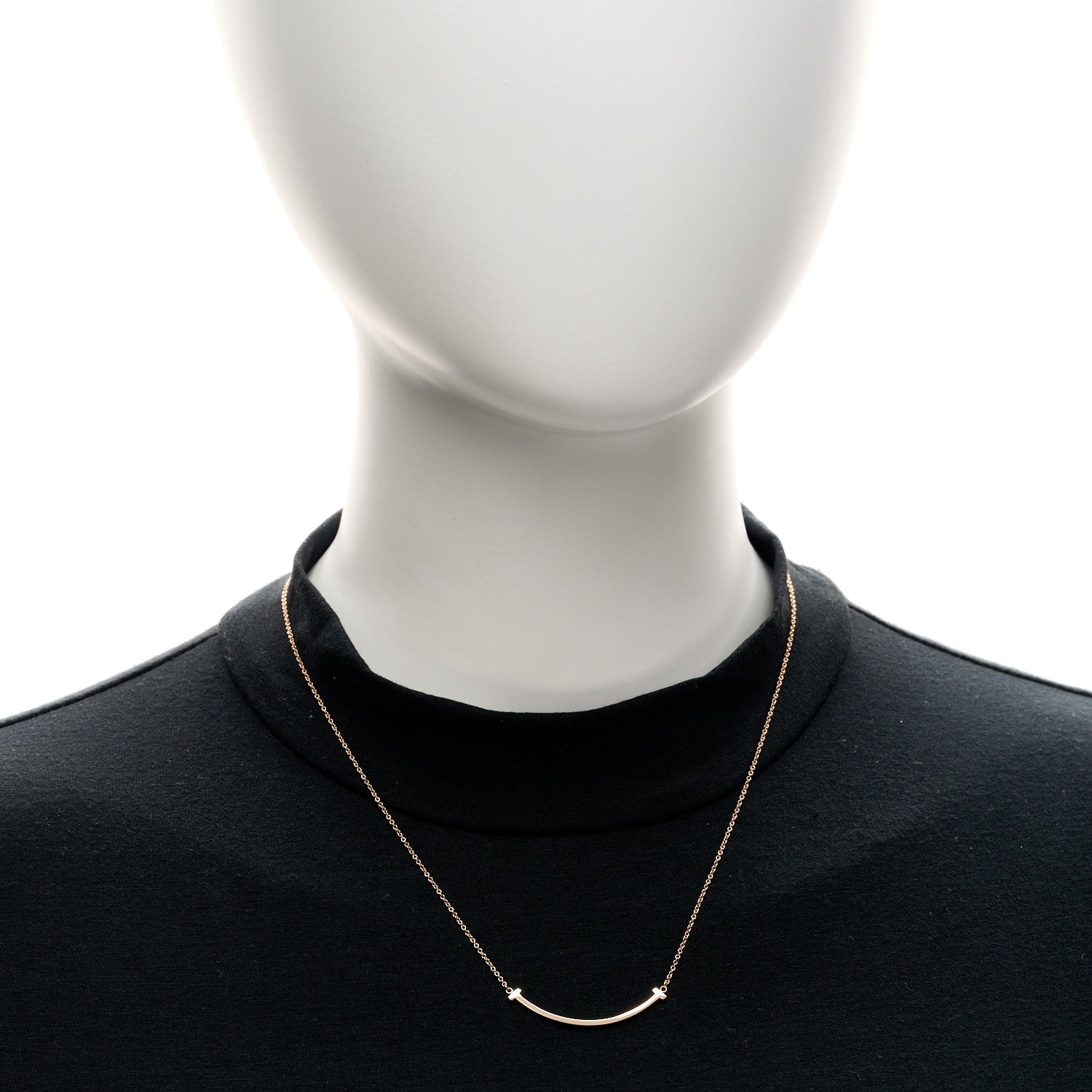 Tiffany 18K Rose Gold Small T Smile Pendant Necklace 2 of 4