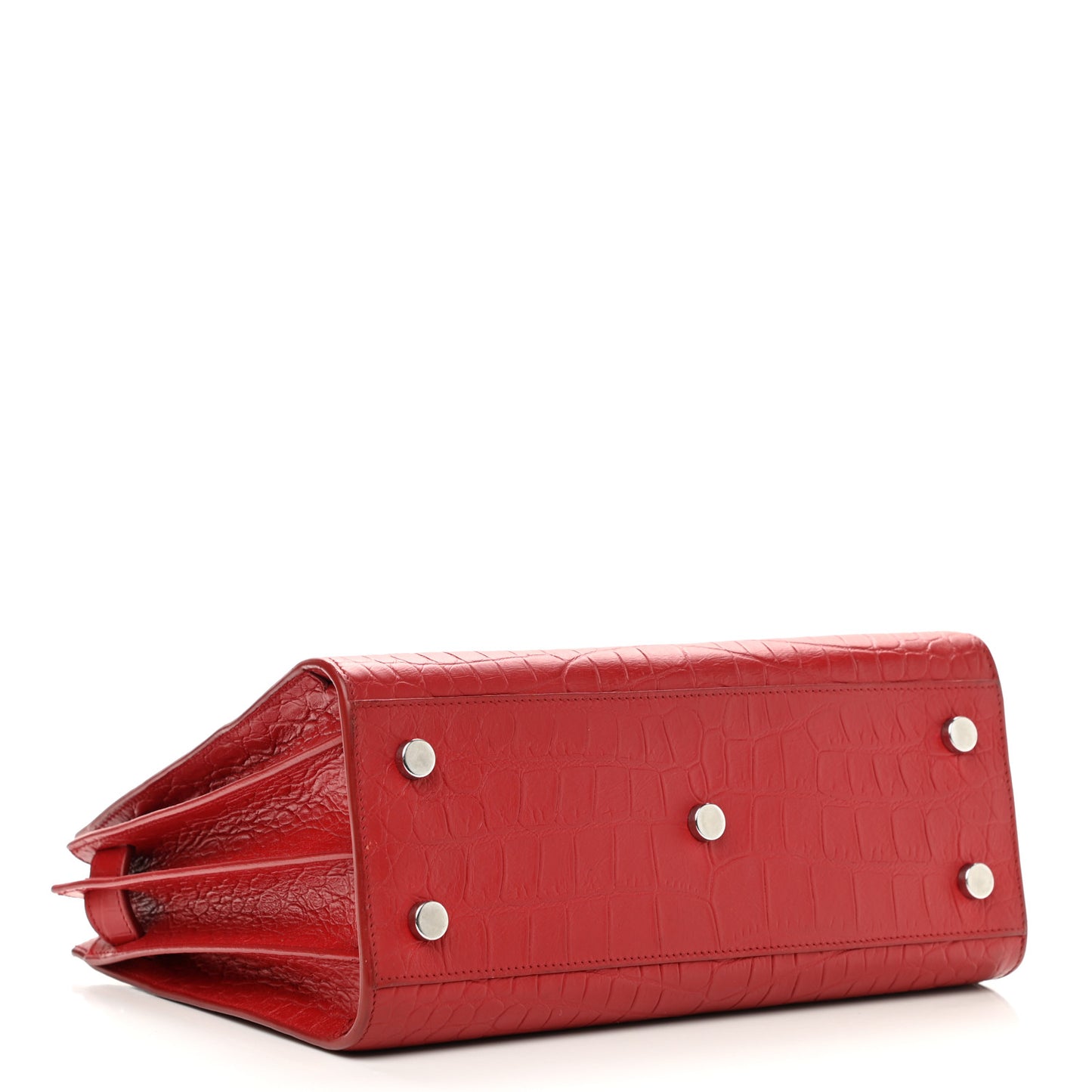 Calfskin Crocodile Embossed Baby Sac De Jour Red
