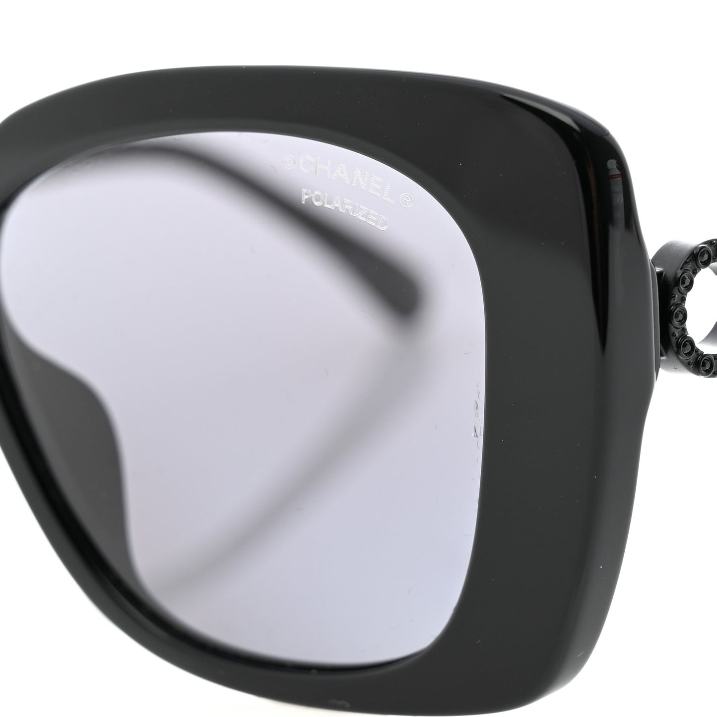 Acetate Strass Polarized Square Sunglasses 5422-B Black