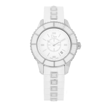Christian Dior Stainless Steel Rubber 33mm Christal Quartz Watch White 1 of 4