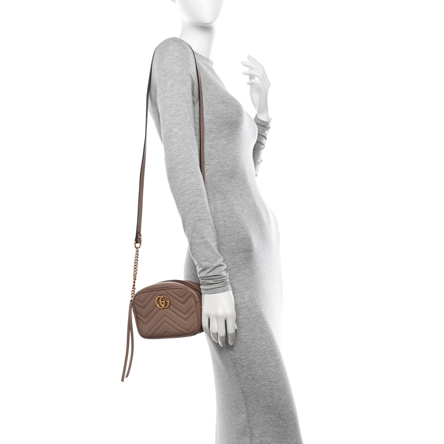Calfskin Matelasse Mini GG Marmont Chain Shoulder Bag Porcelain Rose