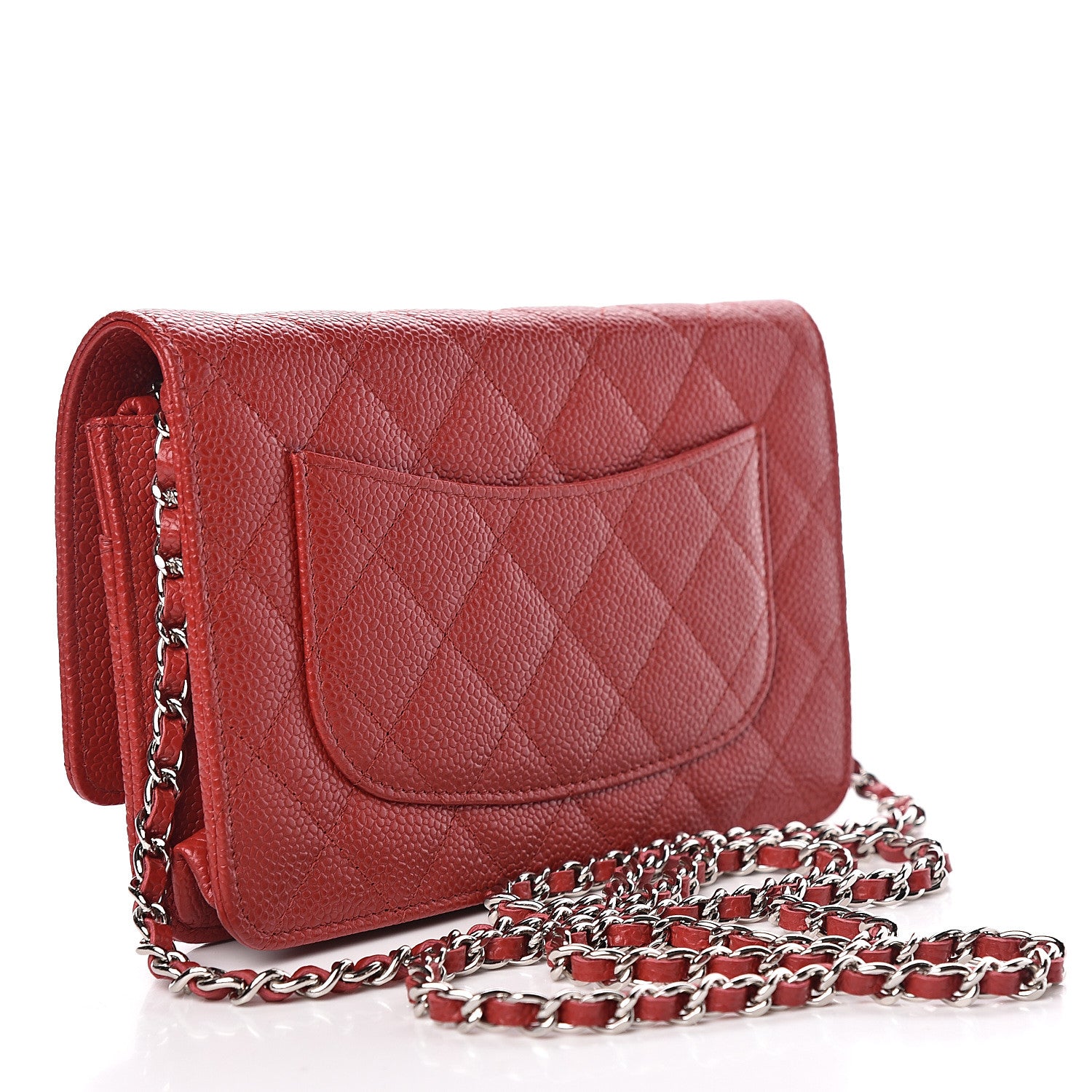 Chanel Caviar Quilted Wallet on Chain WOC Red 3 of 12