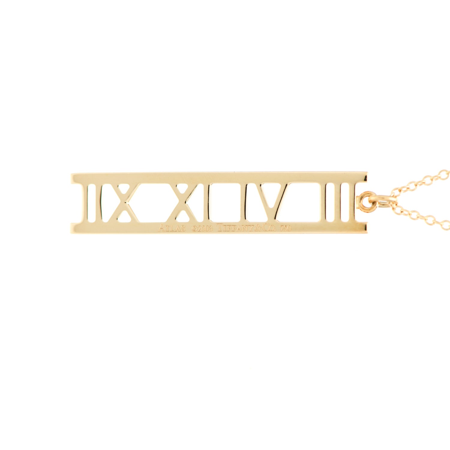 Tiffany 18K Yellow Gold Atlas Bar Pendant Necklace 3 of 3