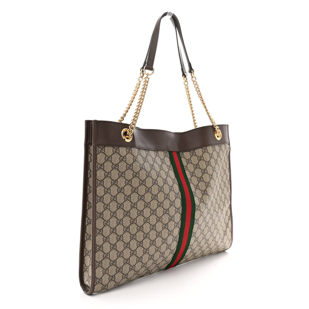 Gucci GG Supreme Monogram Large Rajah Chain Tote Beige New Acero ...