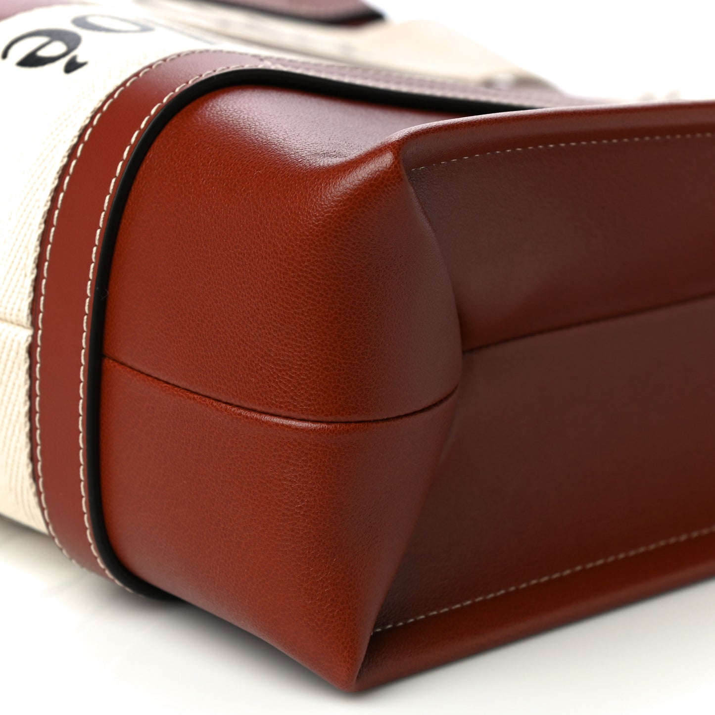 Calfskin Medium Woody Ribbon Tote Sepia Brown