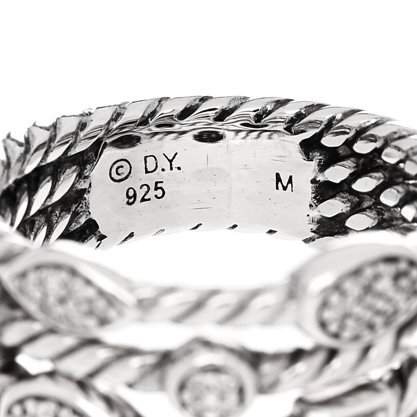 Sterling Silver Diamond Confetti 4 Row Ring 54 6.75