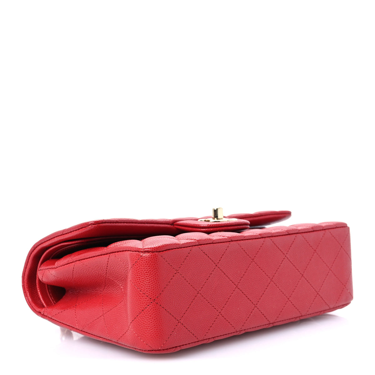 Caviar Quilted Small Double Flap Red