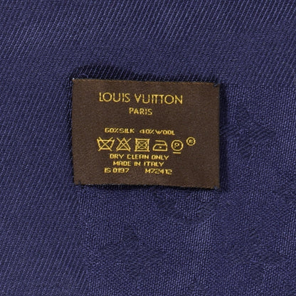 Louis Vuitton Silk Wool Monogram Shawl Night Blue 3 of 3