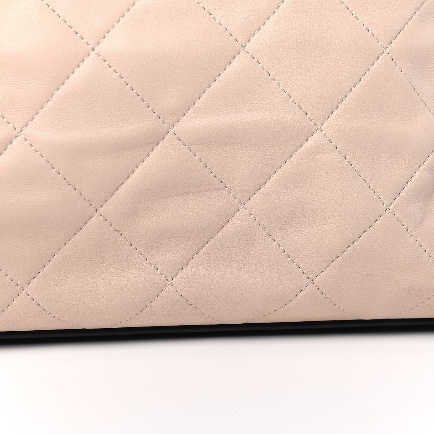 Lambskin Quilted CC Shopping Tote Black Rose Clair