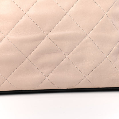 Chanel Lambskin Quilted CC Shopping Tote Black Rose Clair 10 of 11