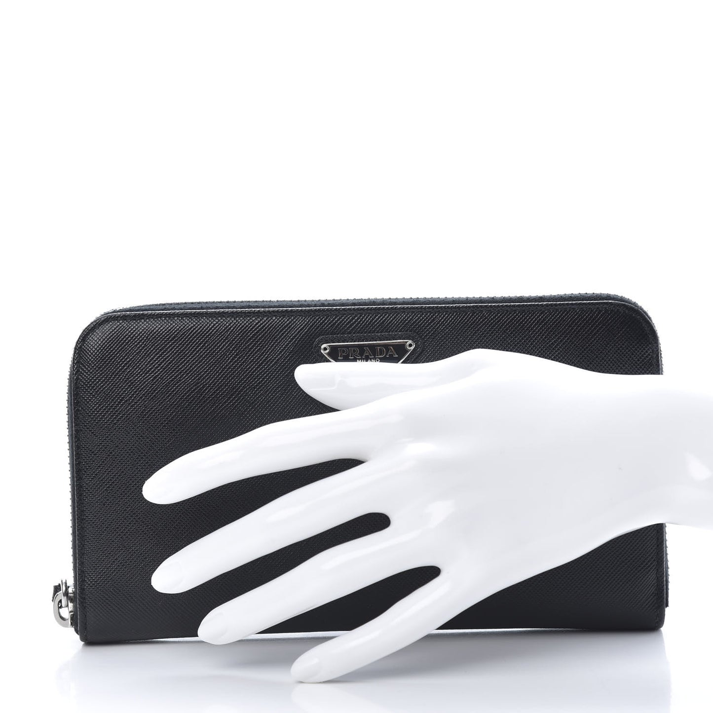 Saffiano Oro Zip Around Wallet Black