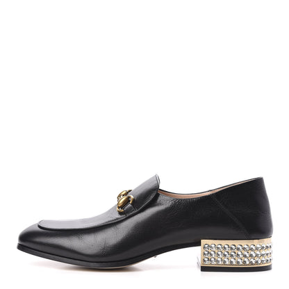 Gucci Goatskin Crystal Womens Horsebit Loafers 40 Black 1 of 10