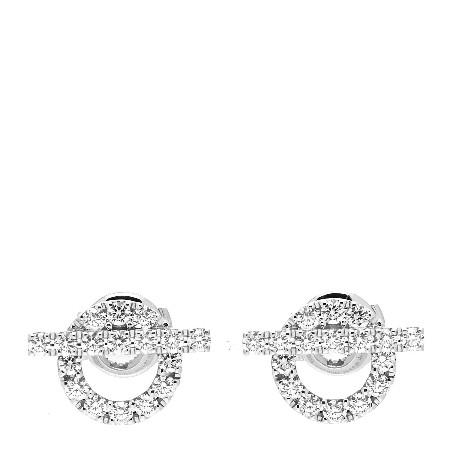 Hermes 18K White Gold Diamond Finesse Earrings 1 of 6